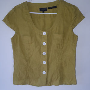 Paul Costelloe Chartreuse Linen Top Sz 8
